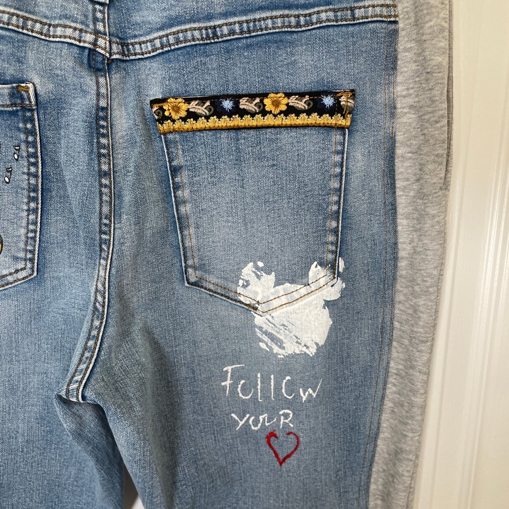 Desigual x Disney Mickey Mouse Hybrid Denim Jogger Jeans Blue Grey NWT XL - Picture 13 of 13